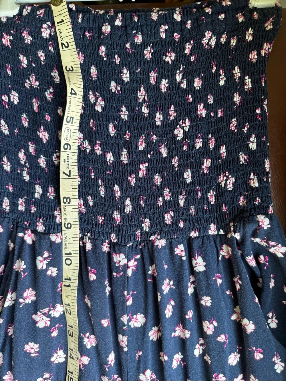 Socialite Navy Strapless Floral Wide Leg Jumpsuit size small with pockets - Picture 4 of 7